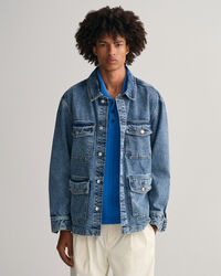 Garment-Dyed skjortjacka i denim
