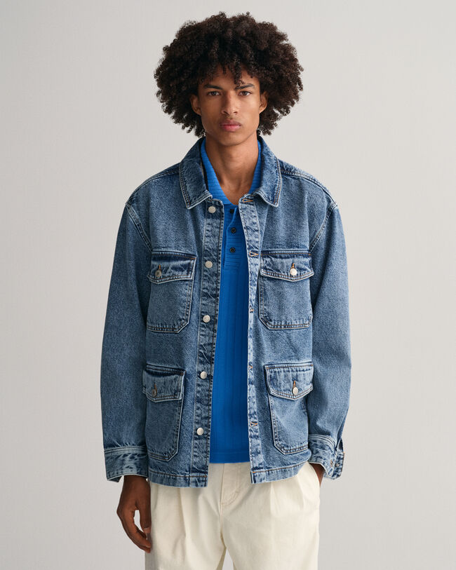 Garment-Dyed skjortjacka i denim