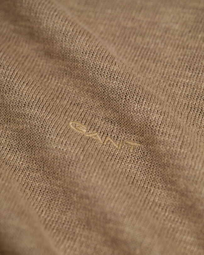 Stickad T-shirt i bomull och linne