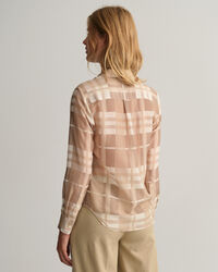 Regular fit rutig skjorta i silke och bomull