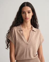 Klänning i linneblandning med krage