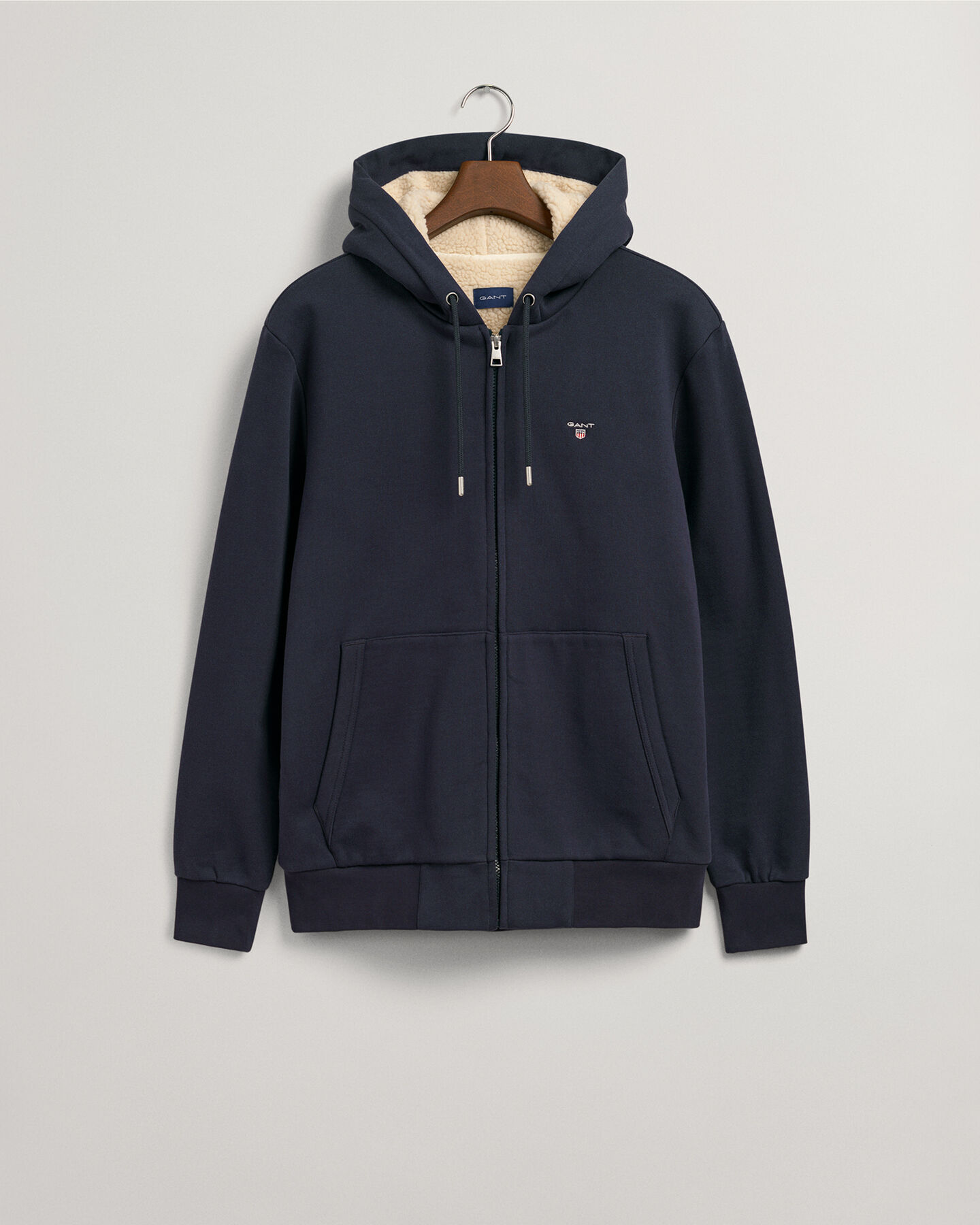 Sherpa-fleecehoodie med dragkedja