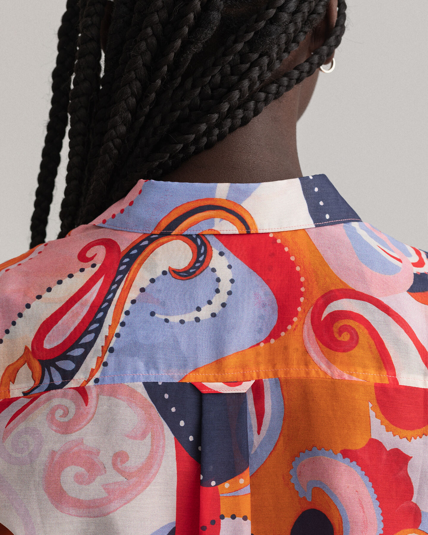 Regular fit paisleyskjorta i bomullssiden