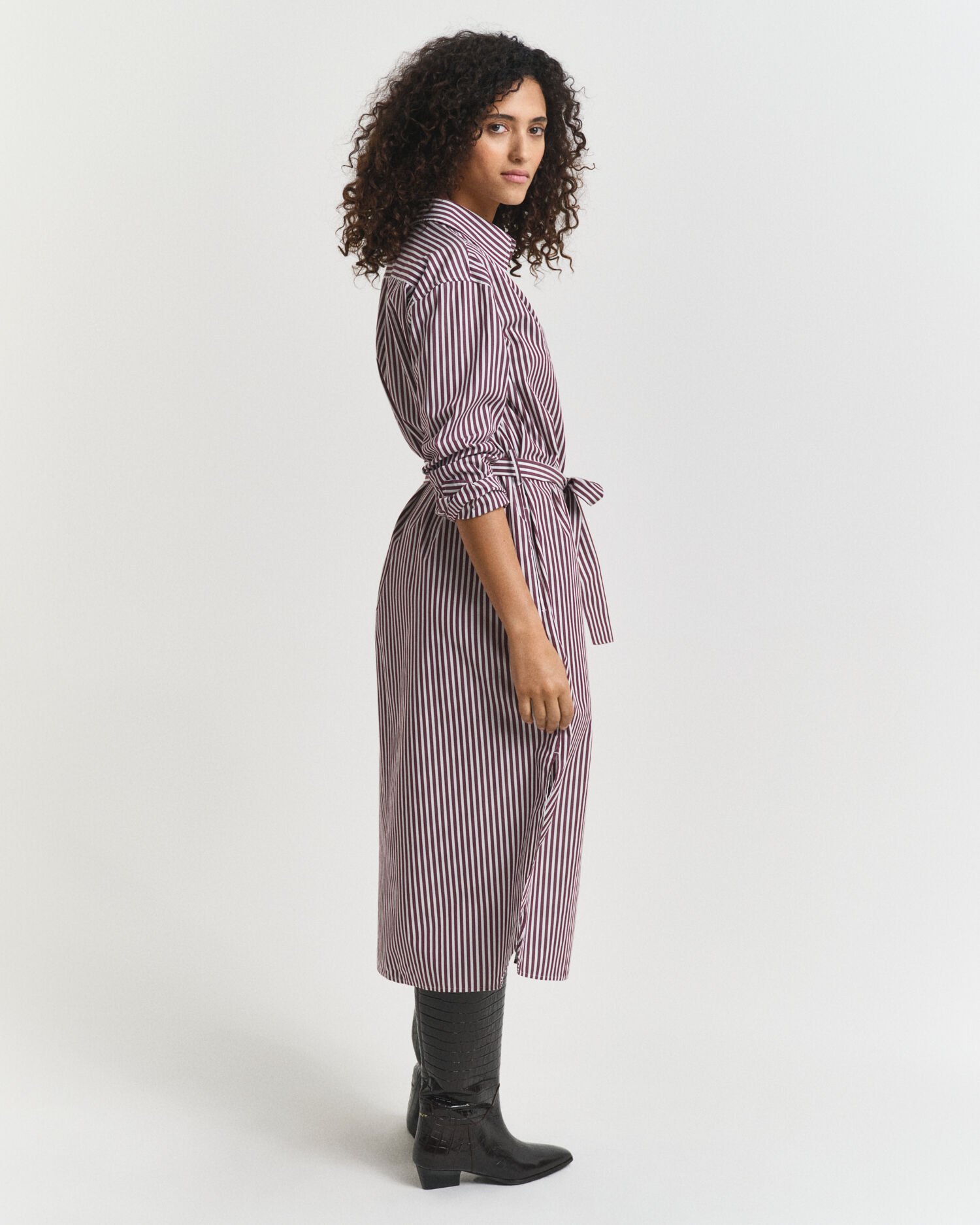 Klassisk skjortklänning i poplin med bälte