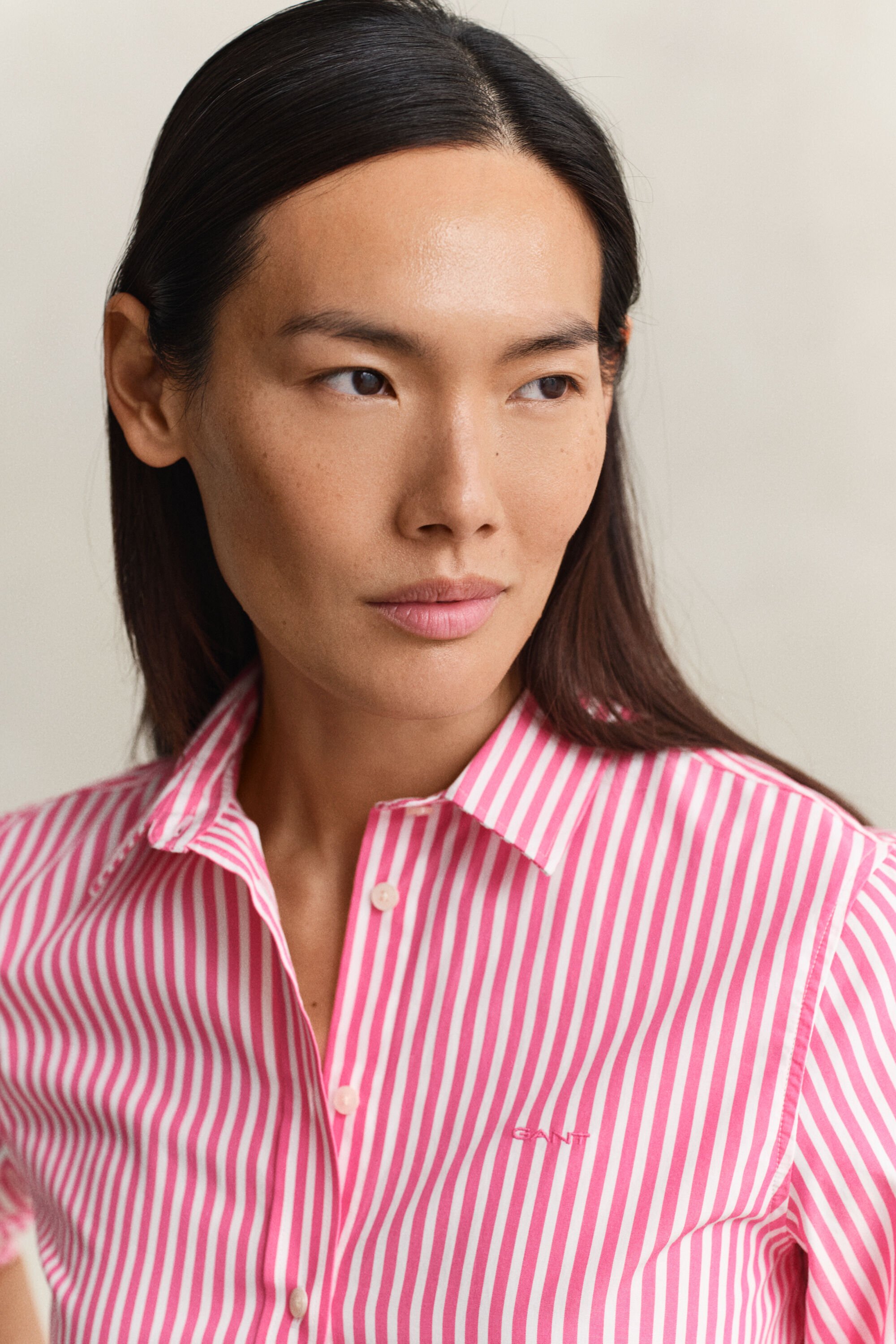 Regular fit klassisk randig poplinskjorta