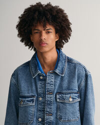 Garment-Dyed skjortjacka i denim