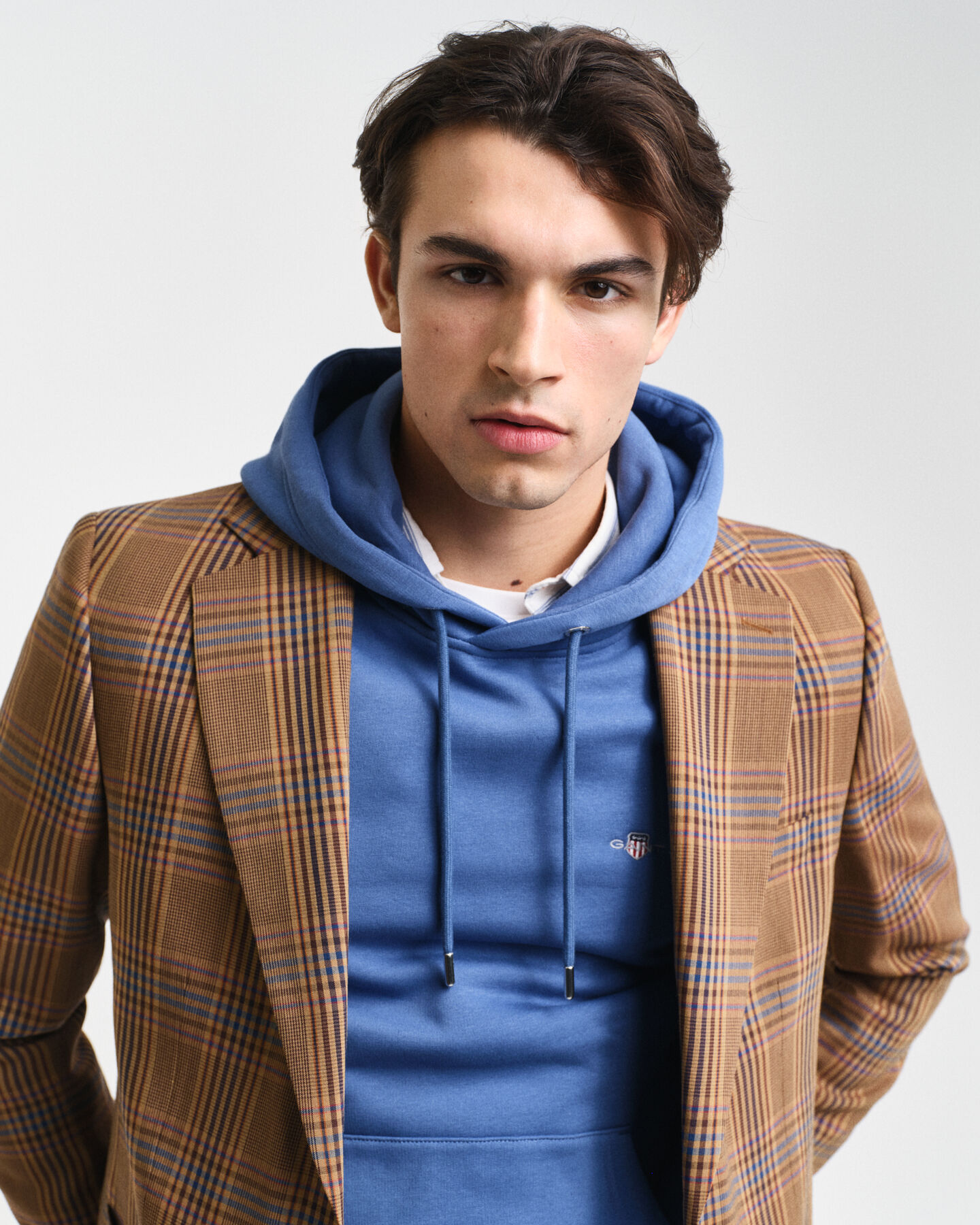 Relaxed fit rutig yllekavaj