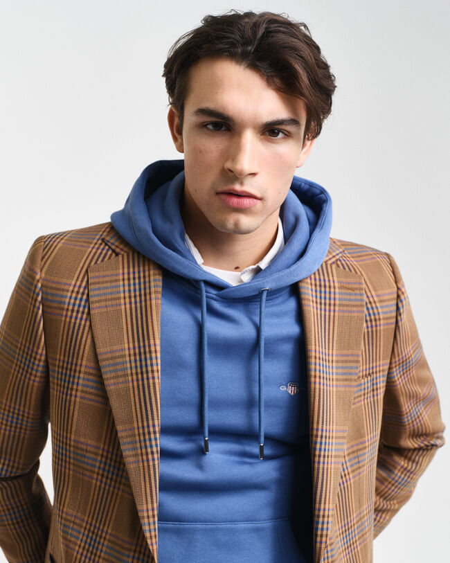 Relaxed fit rutig yllekavaj