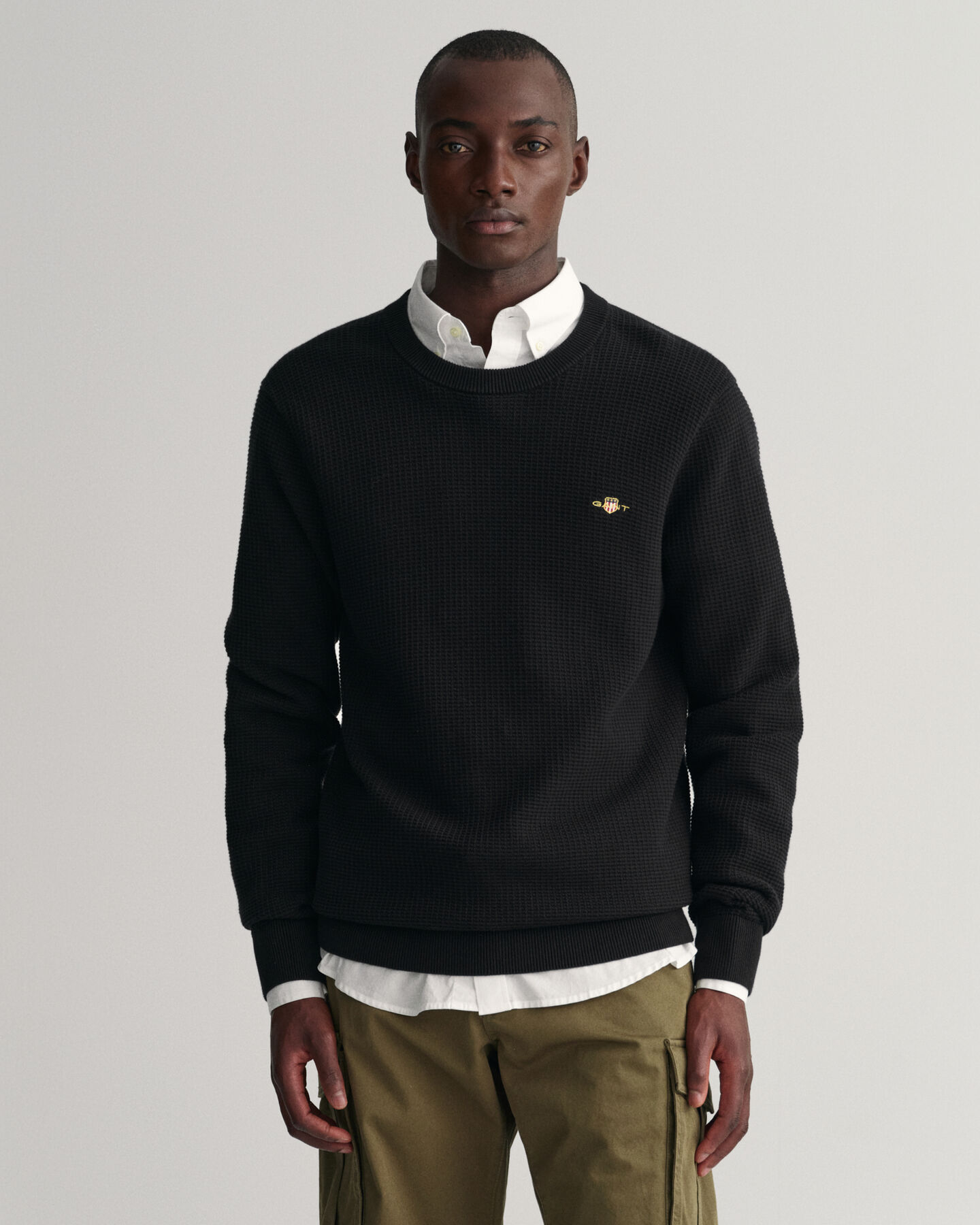 Crew neck bomullstr&ouml;ja med struktur