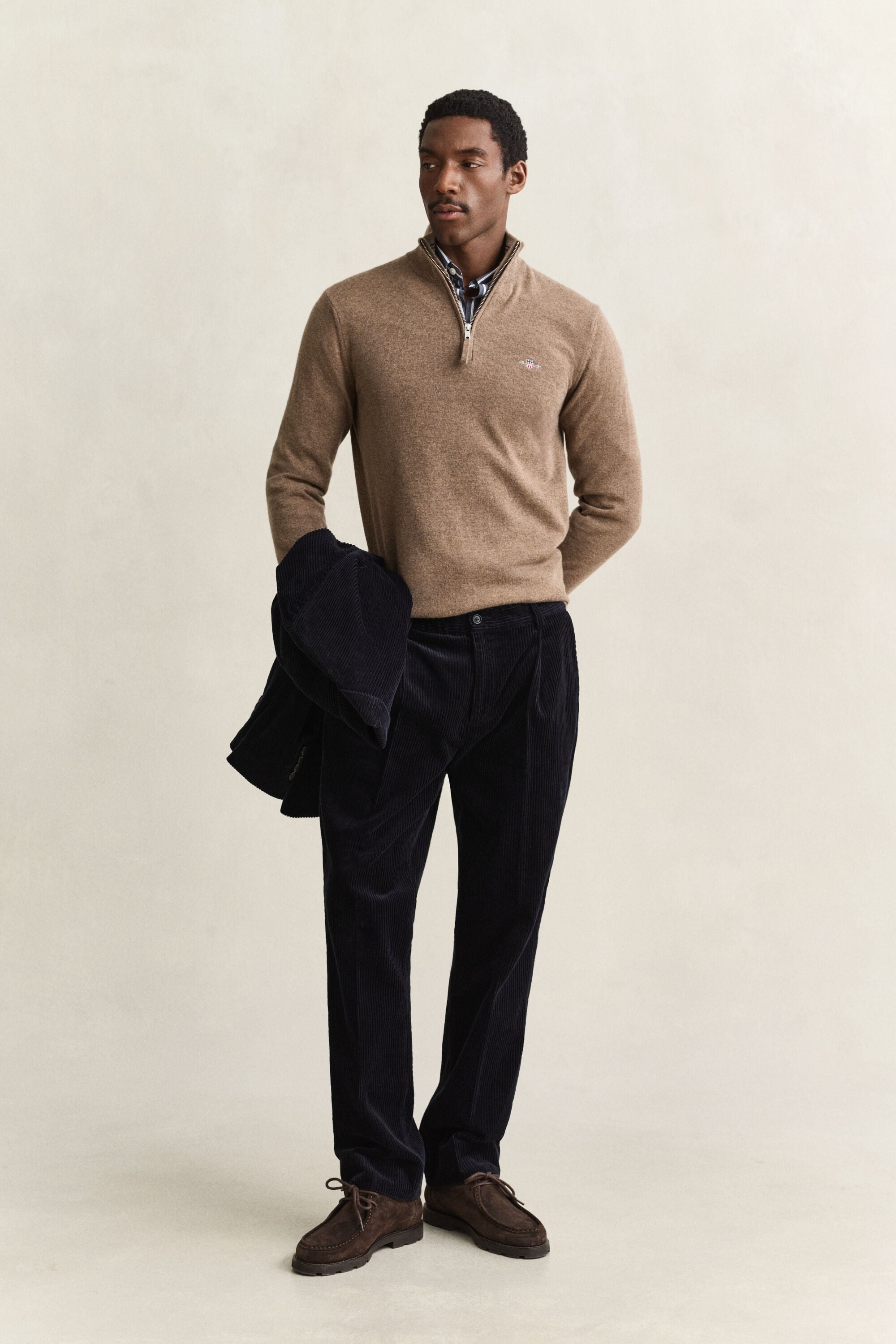 Tröja i lammull med half-zip