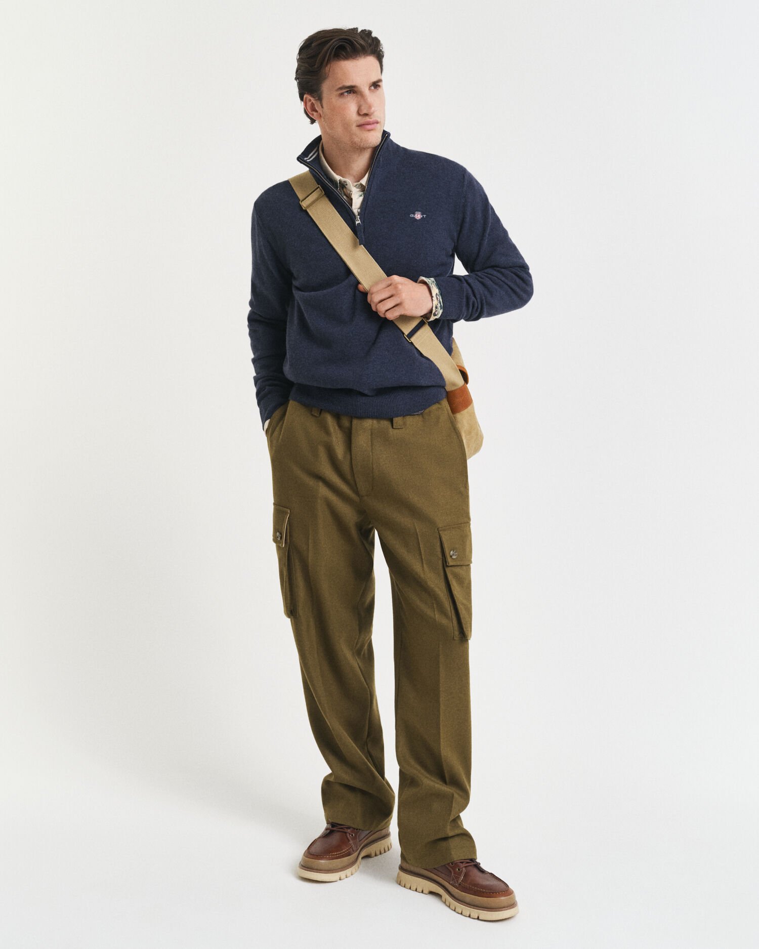 Tröja i superfin lammull med half-zip