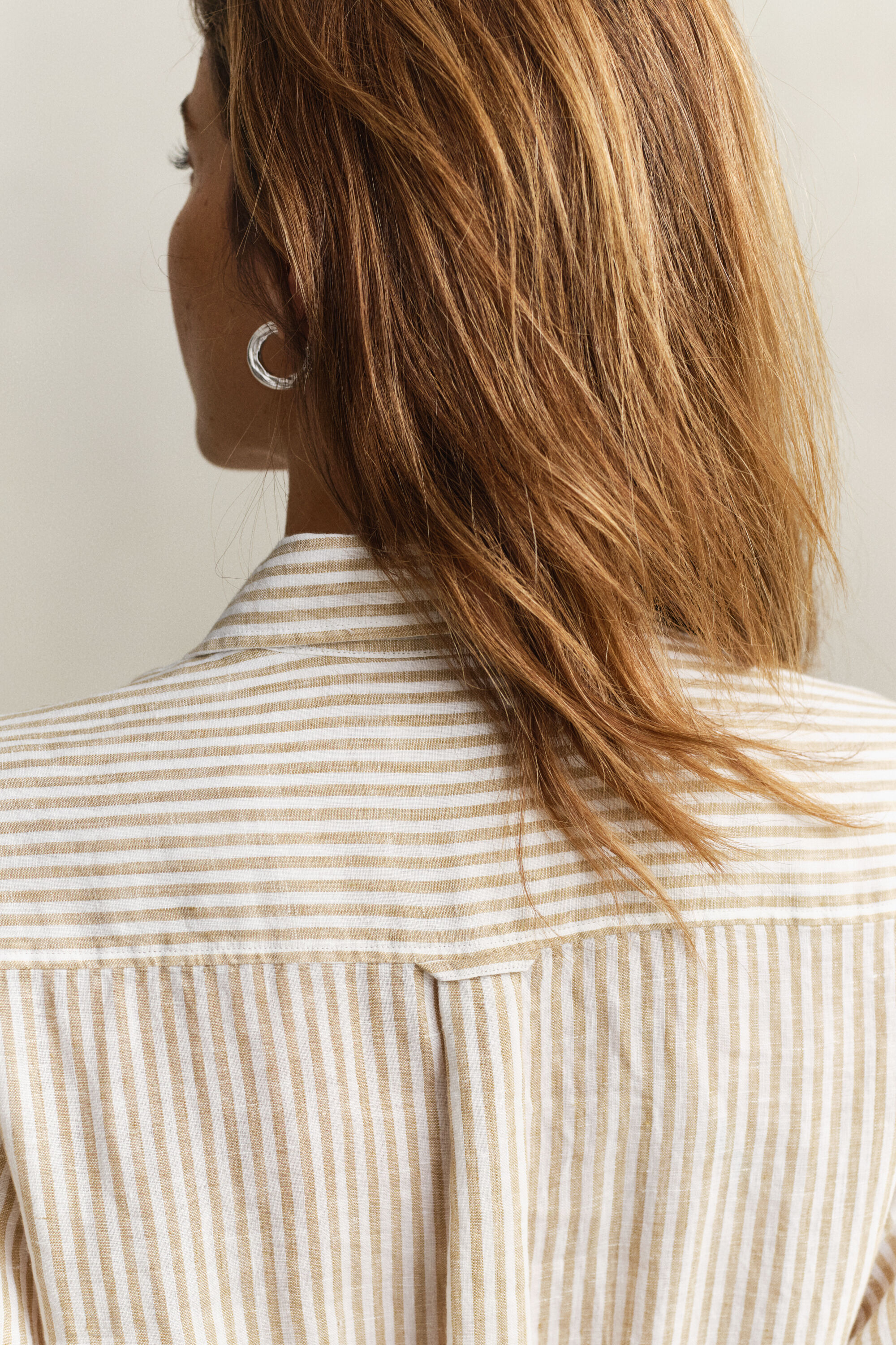 Randig skjortklänning i linne