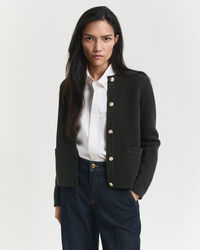 Kontrastfärgad stickad kofta