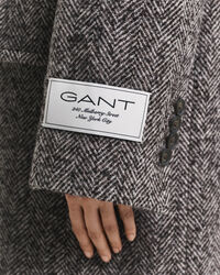 Fiskbensmönstrad overcoat i ullblandning