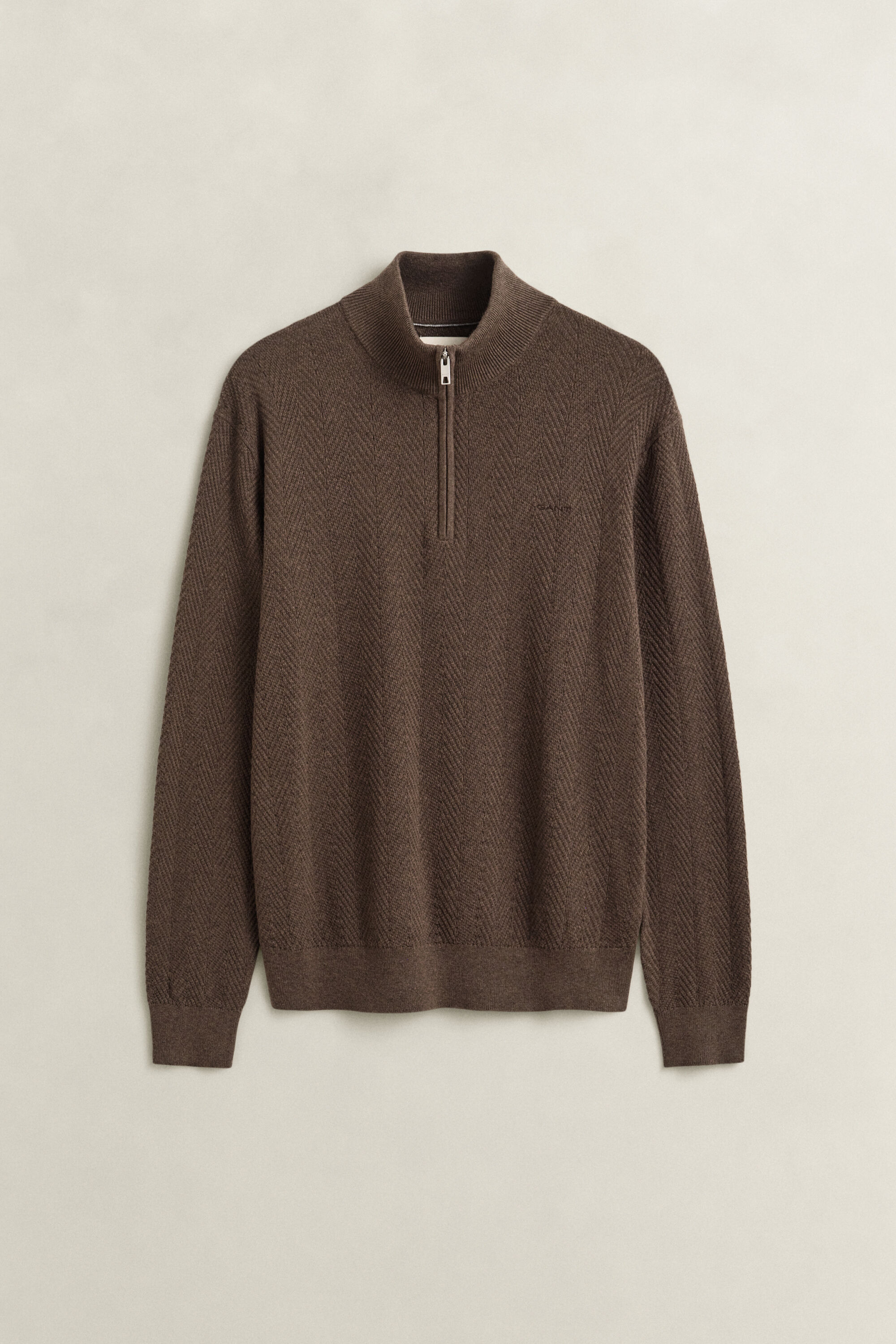 Fiskbensmönstrad half-zip tröja