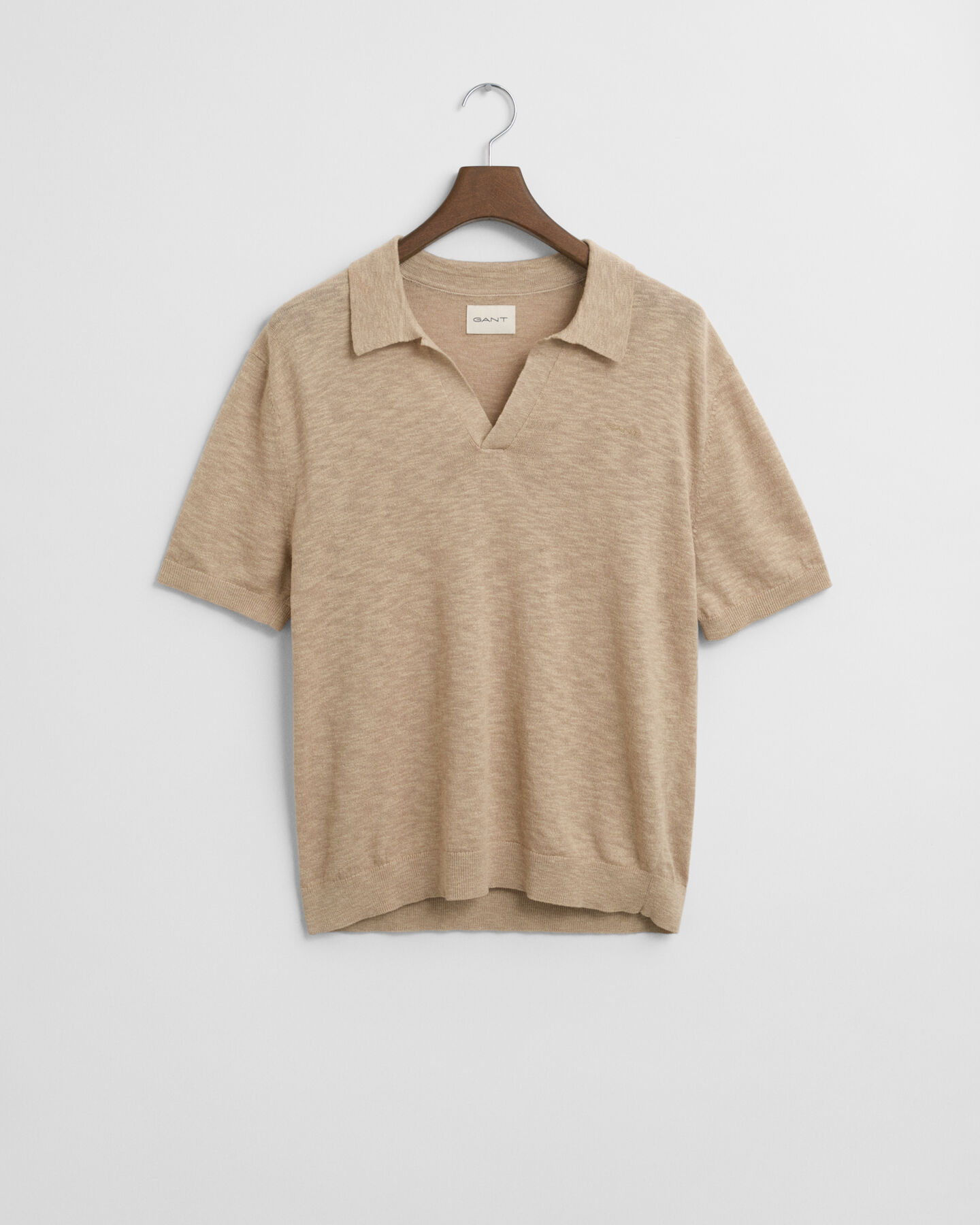 Kortärmad pikétröja i linneblandning