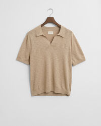 Kortärmad pikétröja i linneblandning