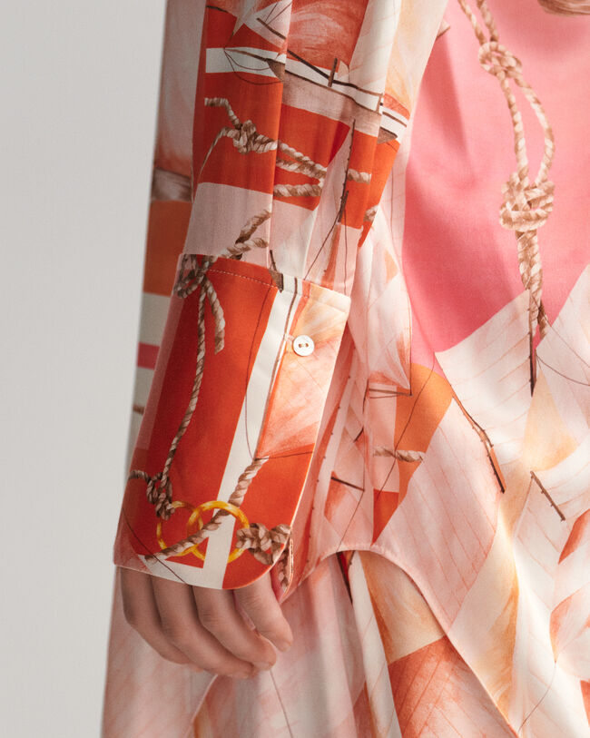 Relaxed fit Sailing mönstrad sidenskjorta