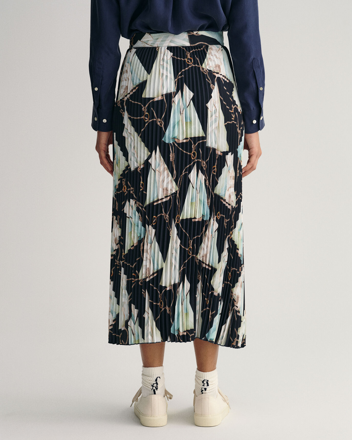 Sailing mönstrad plisserad kjol