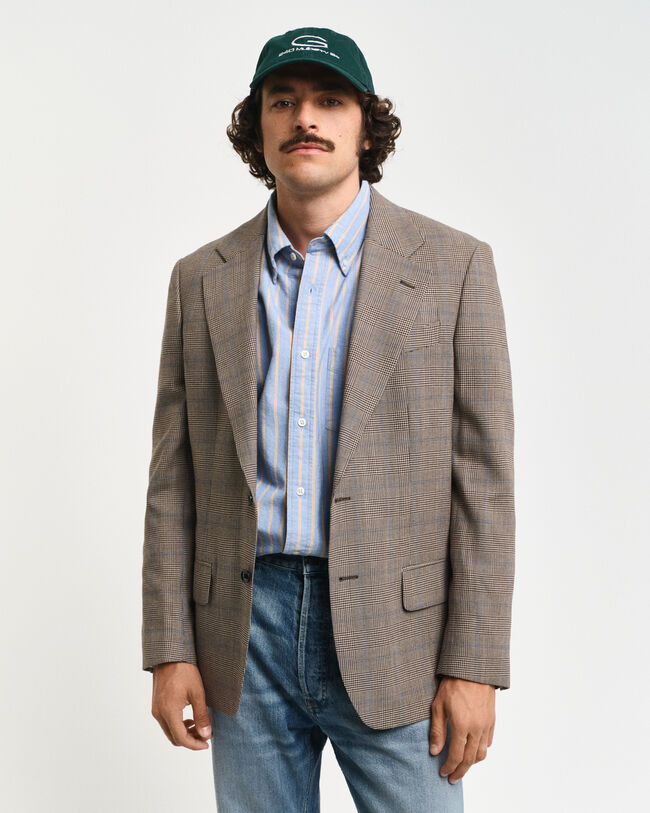 Regular fit kavaj med klassiskt rutmönster