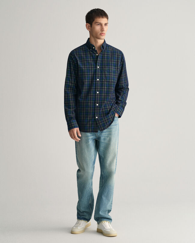 Regular fit rutig manchesterskjorta