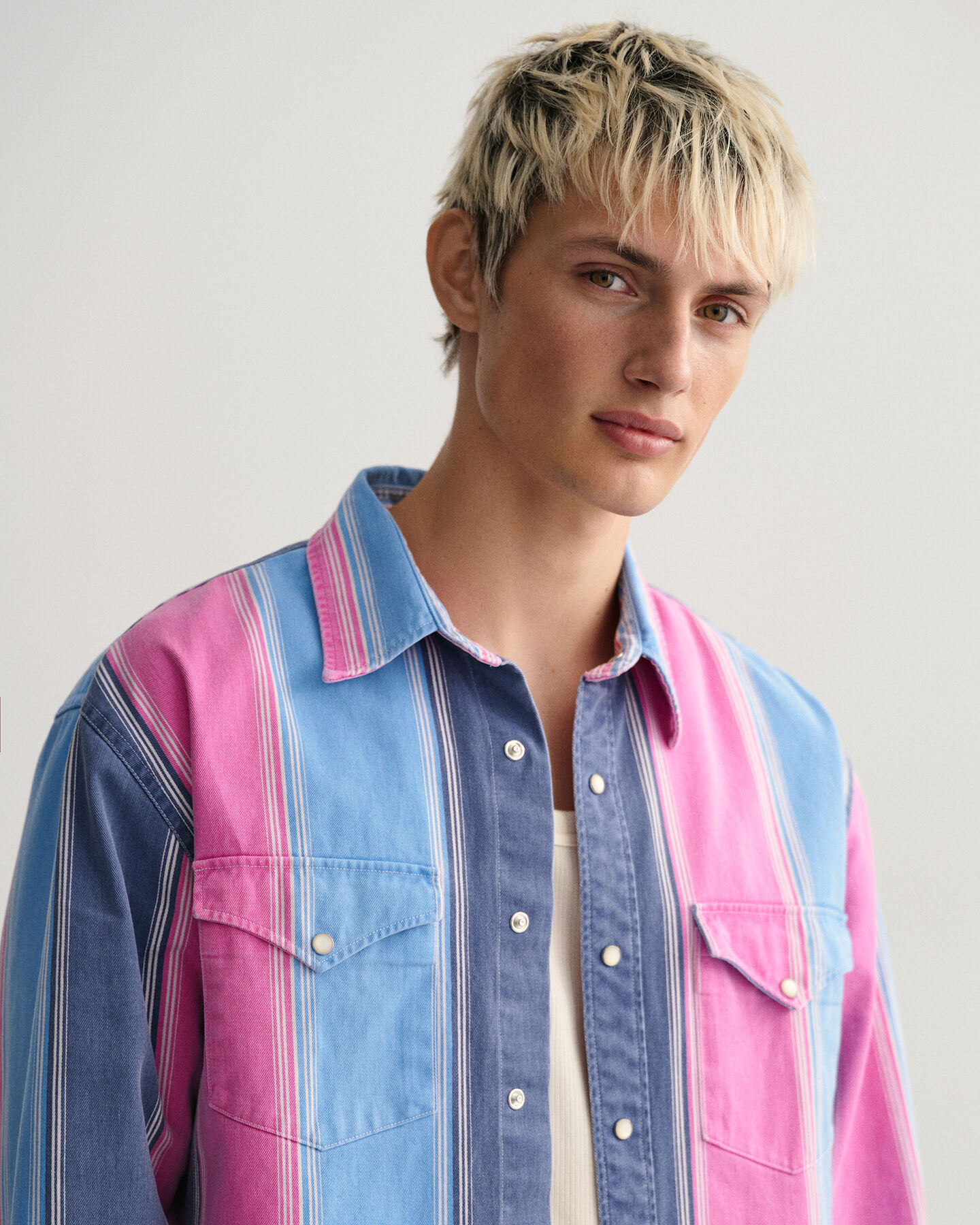 Relaxed fit randig twillskjorta