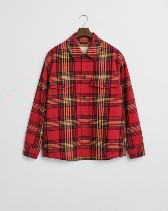 Relaxed fit rutig vadderad skjortjacka