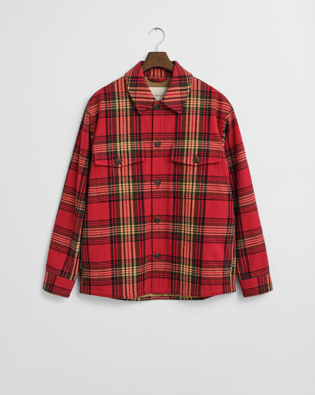 Relaxed fit rutig vadderad skjortjacka