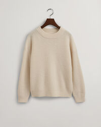 Ribbstickad crew neck tröja i ull