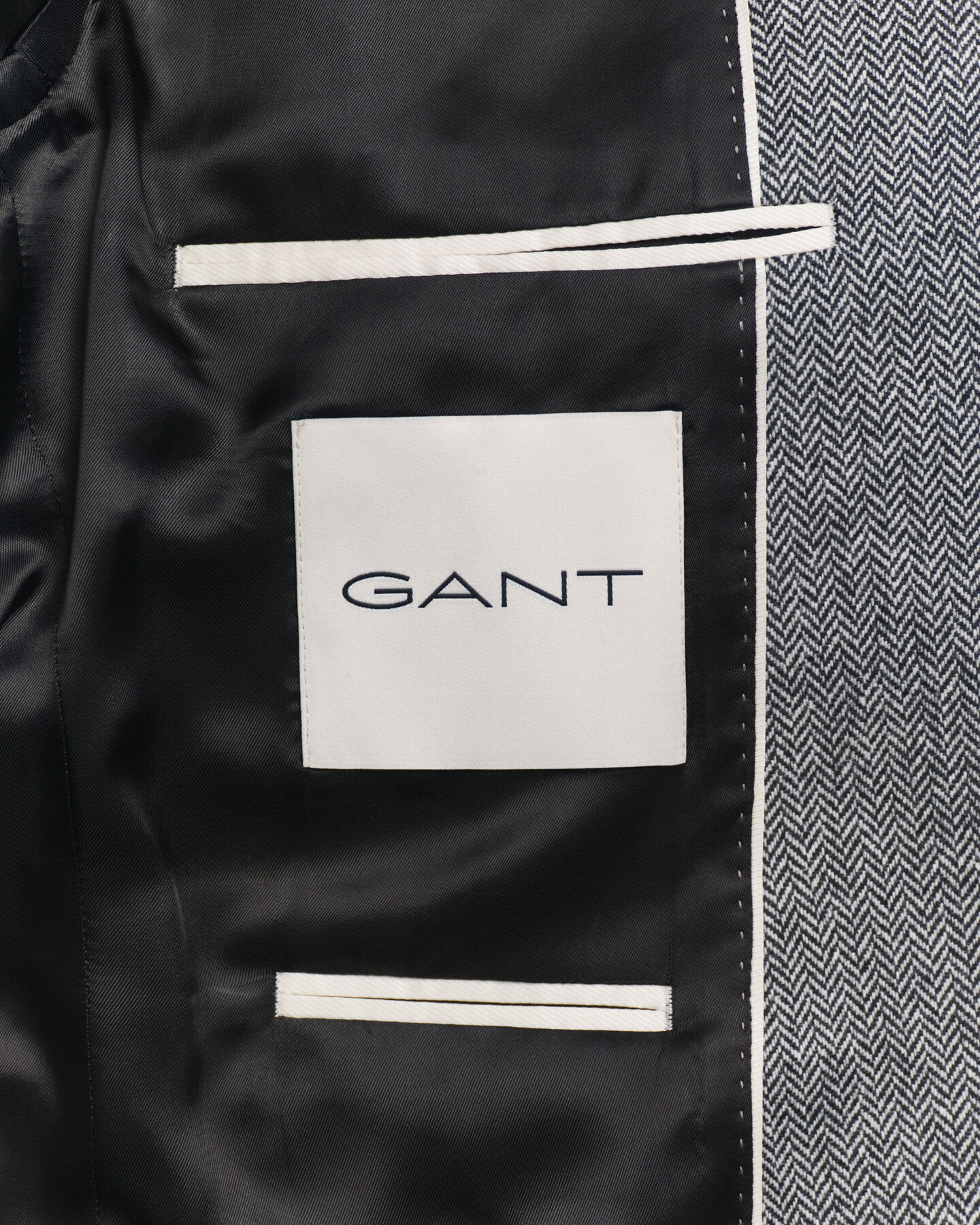 Slim fit kostymkavaj i flanell med fiskbensmönster