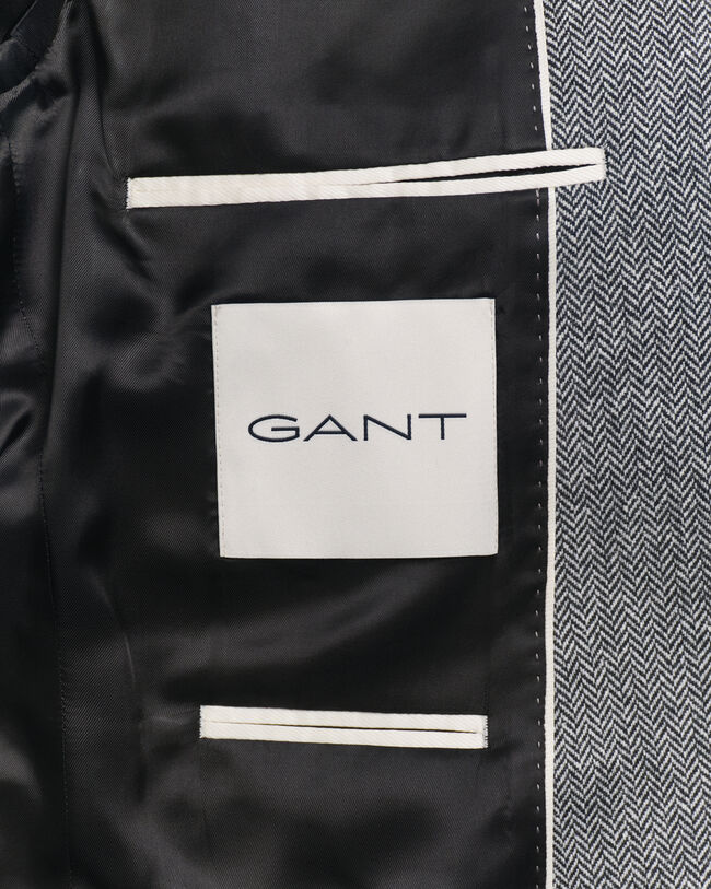 Slim fit kostymkavaj i flanell med fiskbensmönster