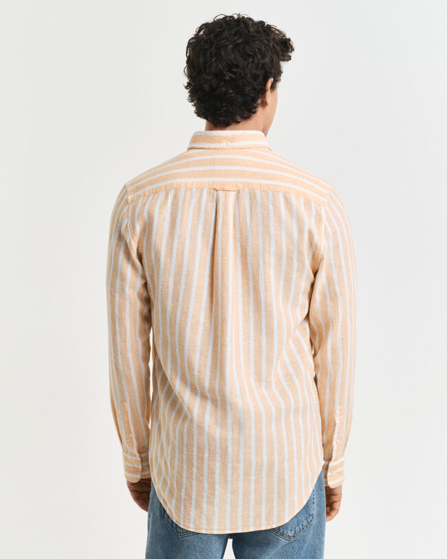Regular fit randig skjorta i bomull och linne