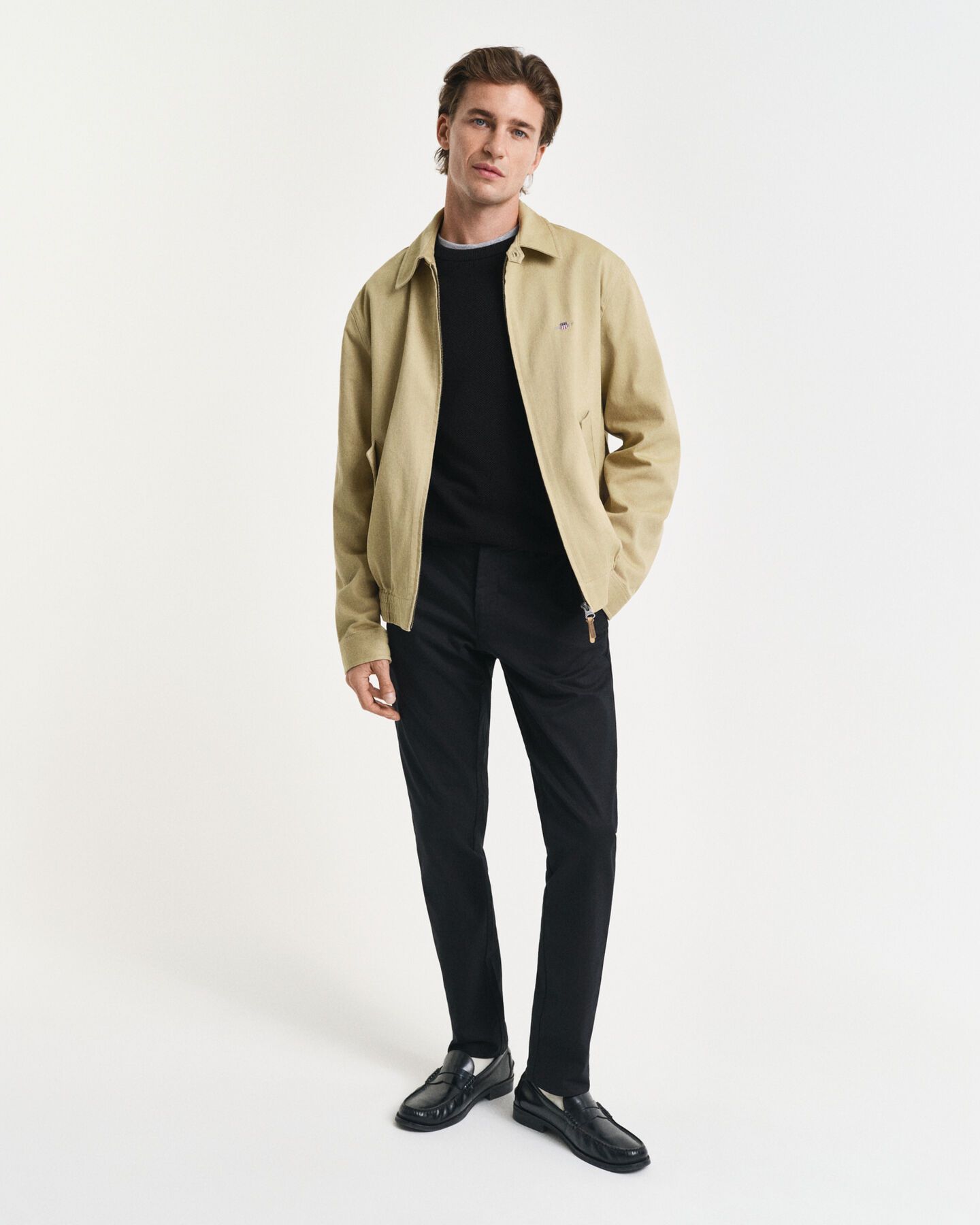 Rundhalsad tröja i bomullspiké