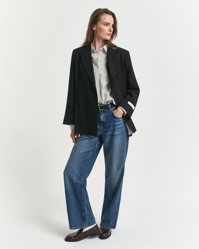 Regular fit klassisk randig poplinskjorta