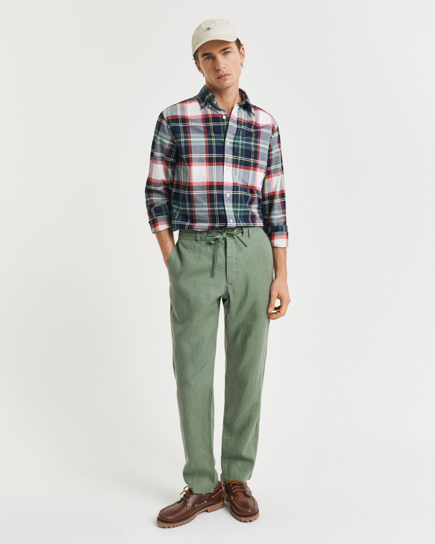 Relaxed fit linnebyxor med dragsko