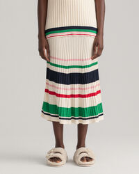 Randig ribbstickad kjol