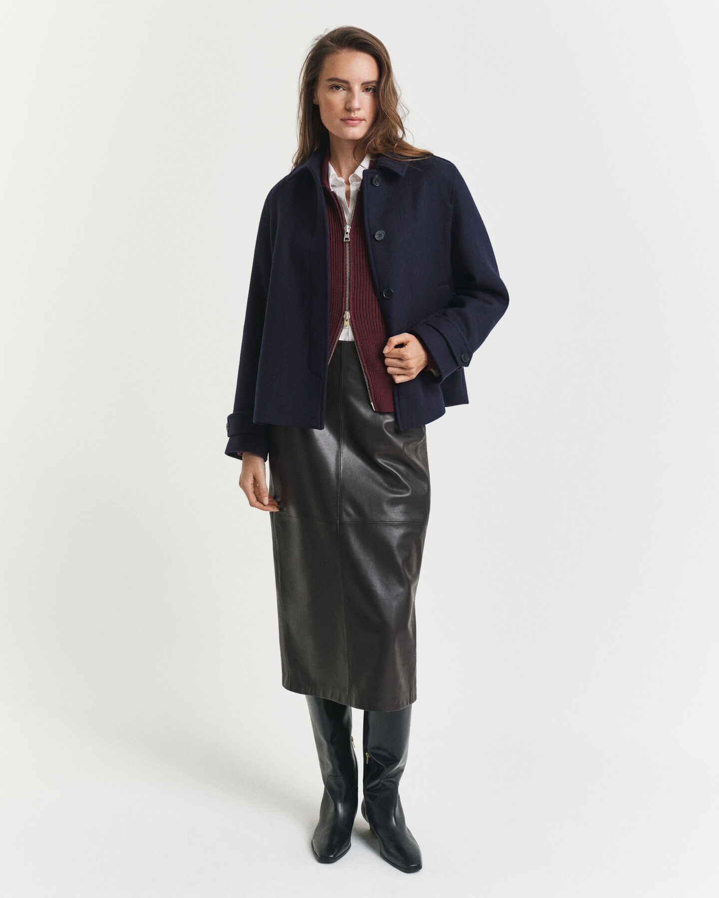 Midipennkjol i läder