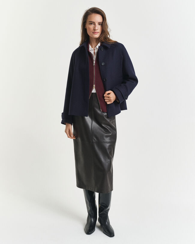 Midipennkjol i läder