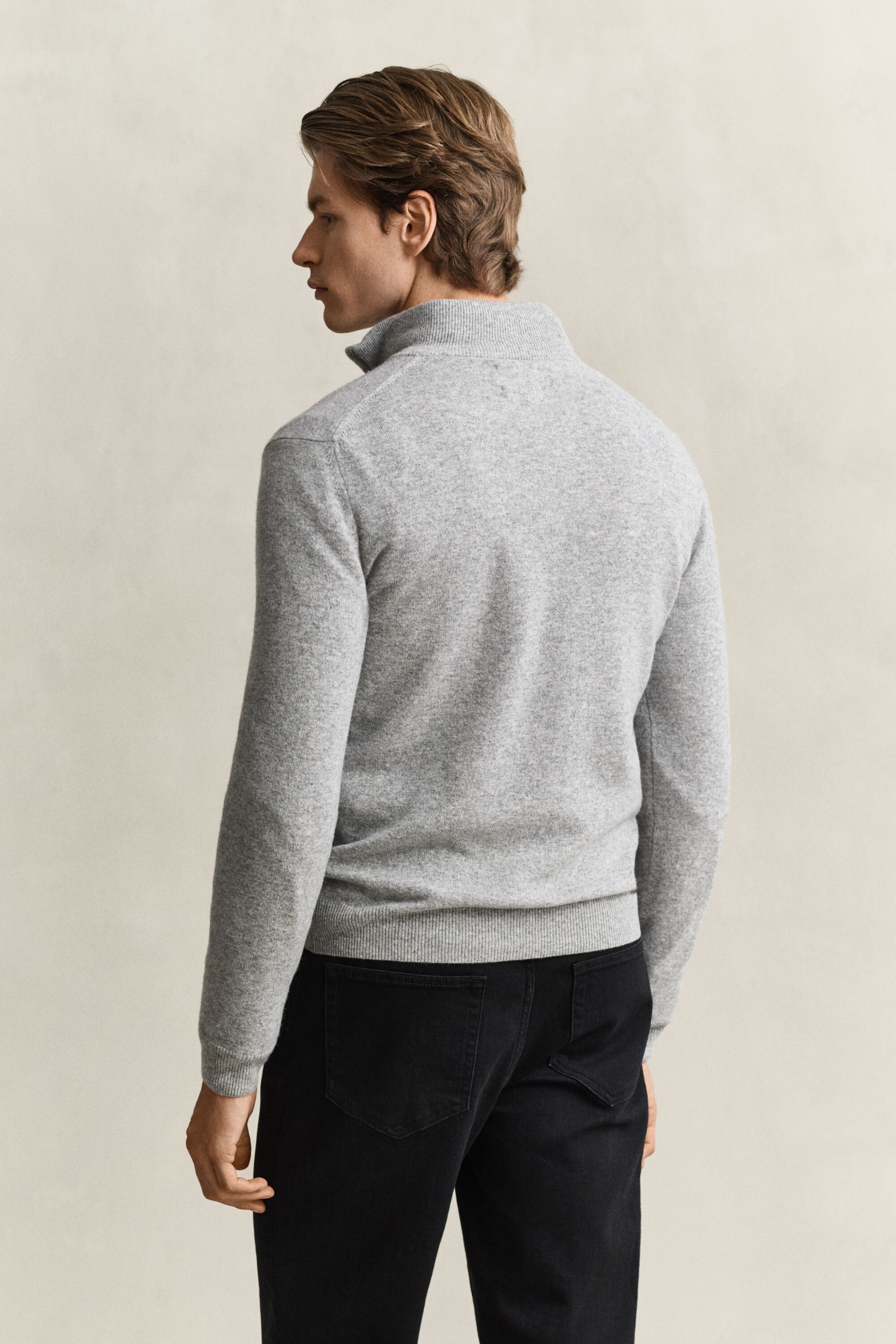 Tröja i lammull med half-zip