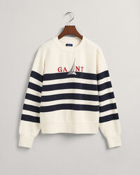 Randig crew neck sweatshirt med segelmotiv