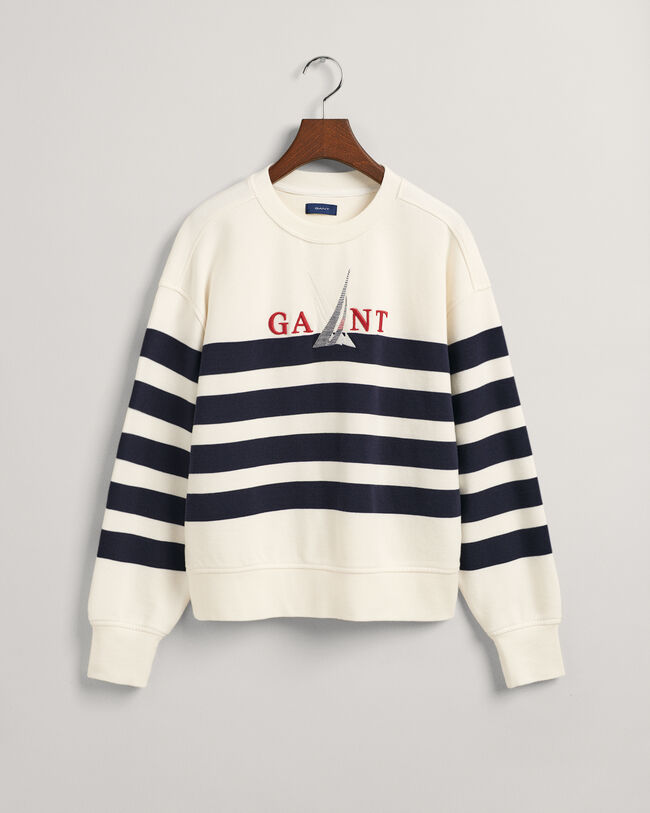 Randig crew neck sweatshirt med segelmotiv