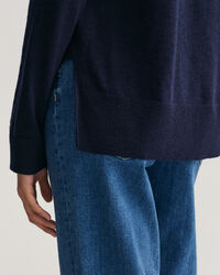 V-ringad tr&ouml;ja i linneblandning