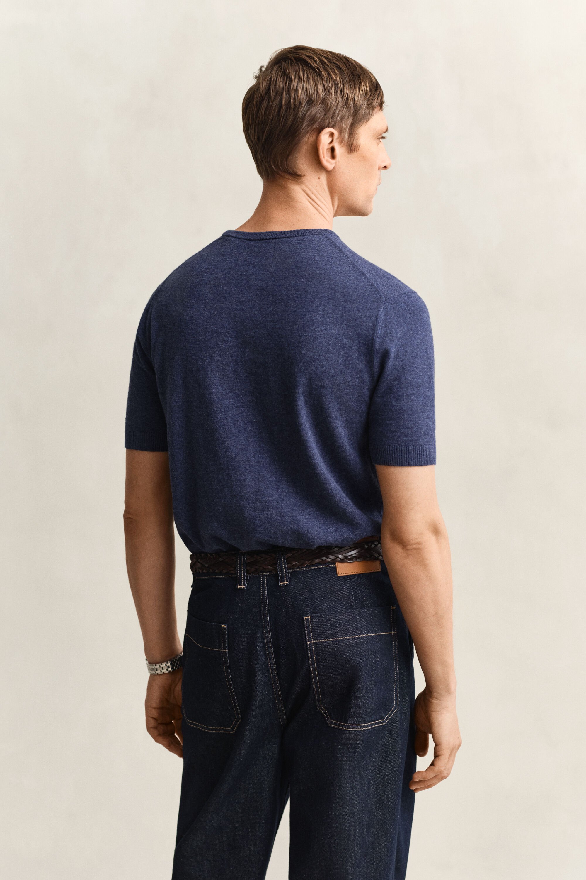 Kortärmad tröja i grovspunnen bomullsblandning