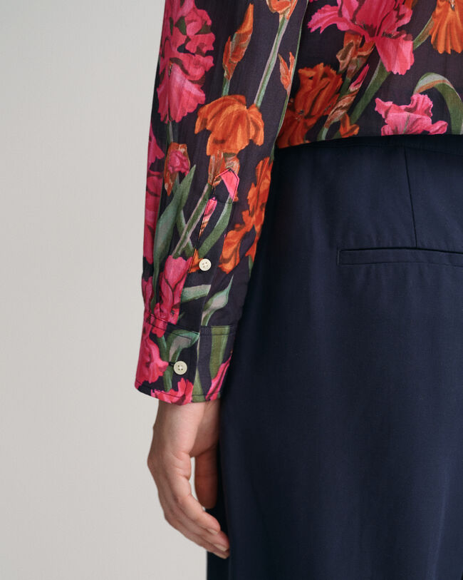 Regular fit Iris Print skjorta i bomull och silke