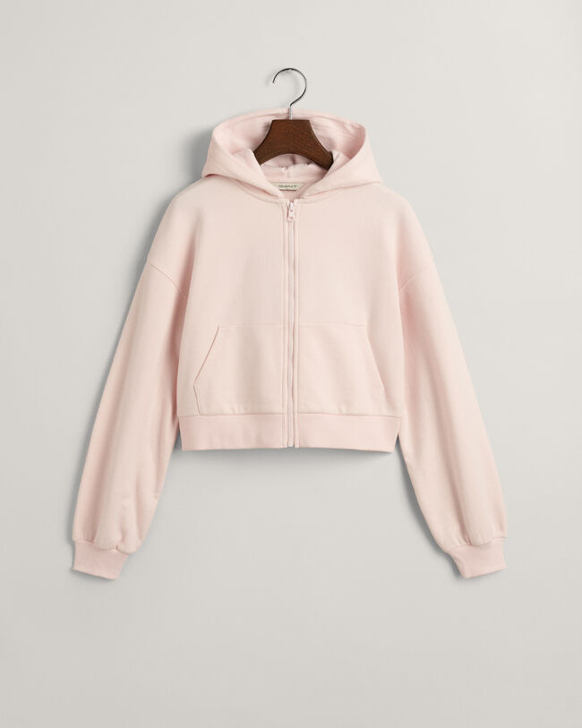 Teen Girls Script Graphic cropped zip hoodie