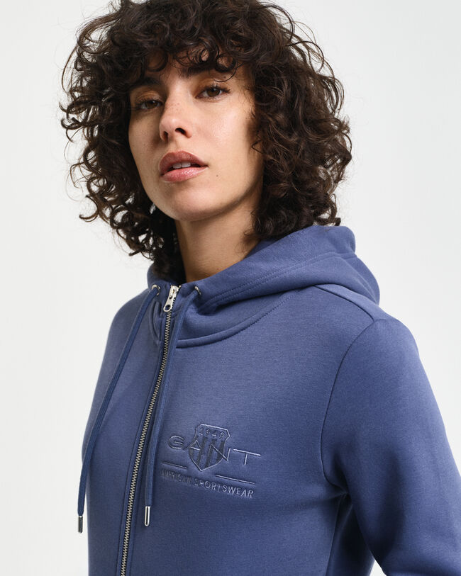 Tonal Shield hoodie med dragkedja
