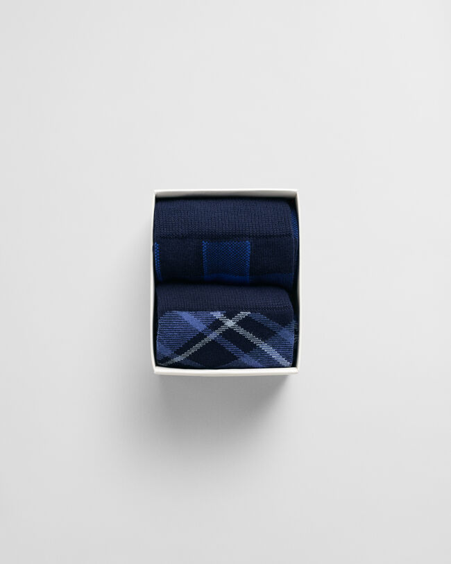 Tvåpack rutiga strumpor i presentförpackning