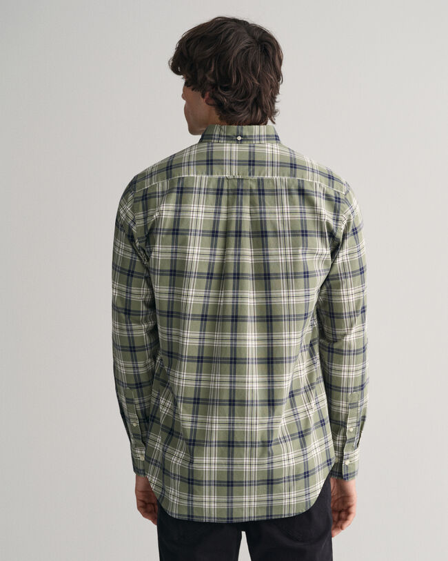 Regular fit rutig poplinskjorta