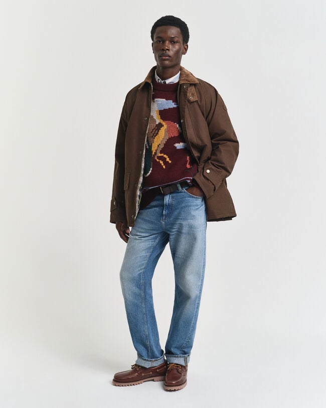 Tröja med rund halsringning och fågelmotiv