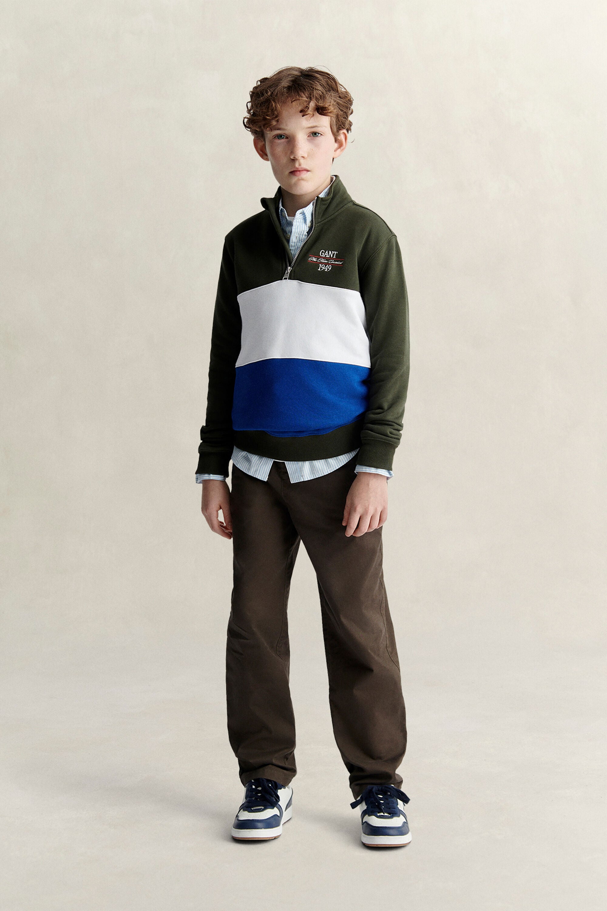 Teen Boys sweatshirt med half-zip och färgblock
